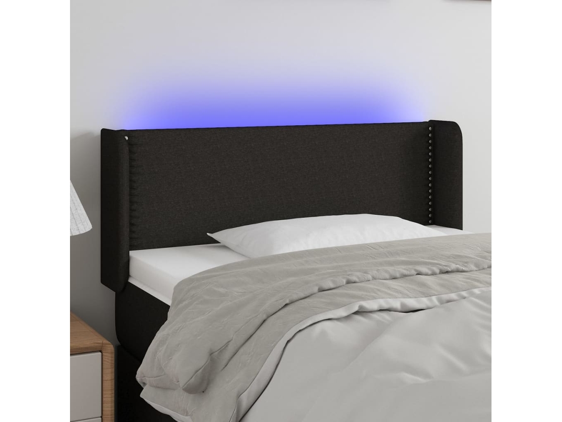 Cabecero Con Led De Tela Negro 93x16x78/88 Cm