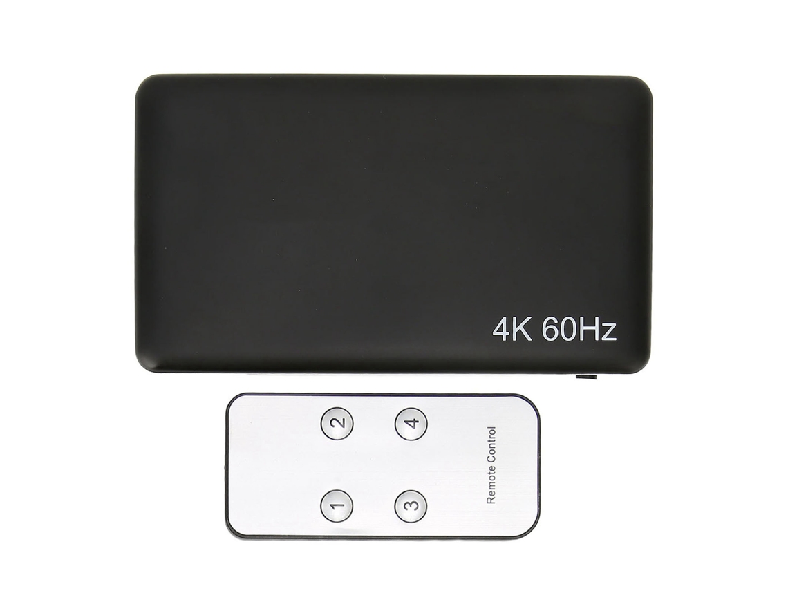 Conmutador Hdmi De 4 Entradas Y 1 Salida, 4k 60hz, Control Remoto, Convertidor Full Hd, Ps4 Y Tv.