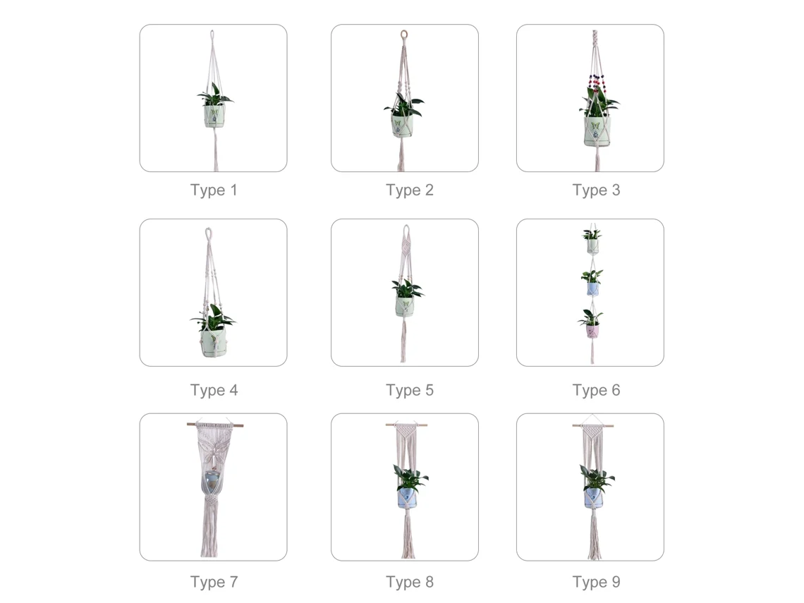 Apoios De Macramé Para Plantas Pendentes Com Corda De Algodão Para Vasos Decorativos Internos E Externos