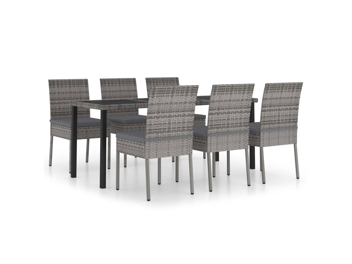 Maison Exclusive - Juego De Comedor Para Jardín 7 Piezas Ratán Sintético Gris