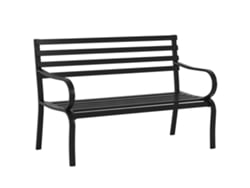 Banco de jardín de dos plazas, metal con acabado epoxi, diseño contemporáneo, negro, 127x58x82cm