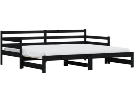 Sofá cama nido madera maciza de pino negro VIDAXL (90x200 cm)