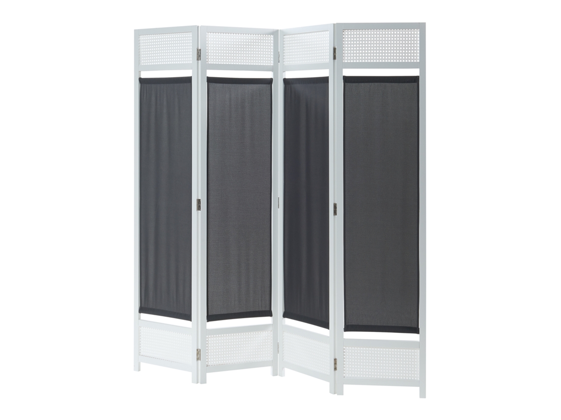 Biombo Dorotea con 4 paneles 160x170 cm - Blanco/Gris oscuro [EN.CASA]
