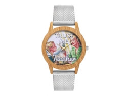Reloj De Pulsera Unisex Con Correa De Malla Figura Patrón Dial Redondo Cuarzo Plata