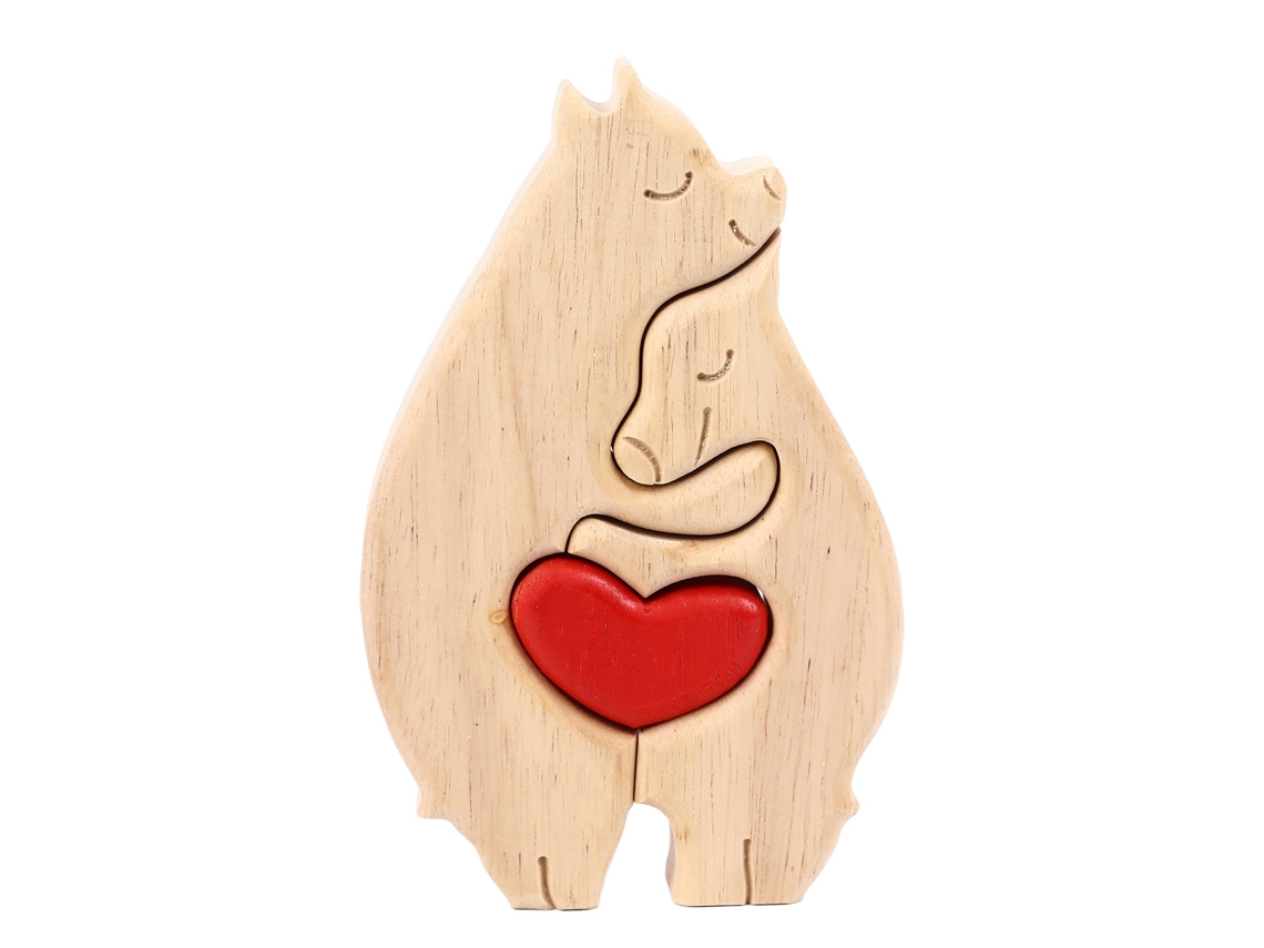 Juego de rompecabezas de madera con forma de oso (madre e hijo): una pieza decorativa exquisita y única para el hogar.