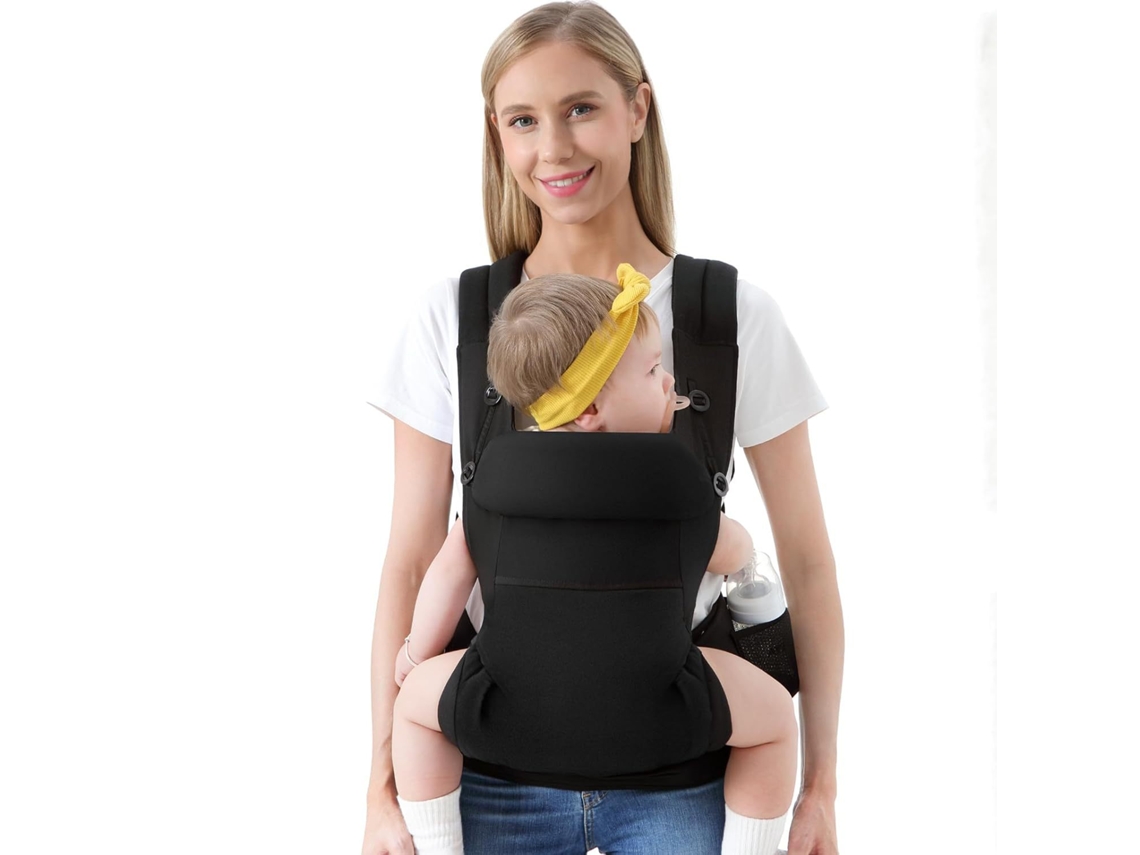 Portabebés Panoona apto para recién nacidos y niños pequeños (de 3 a 13 kg) Negro