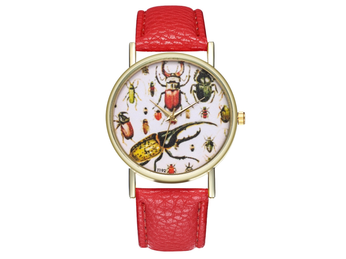 Reloj Analógico De Cuarzo Zhoulianfa Para Hombre Y Mujer Con Correa De Cuero Pu Rojo