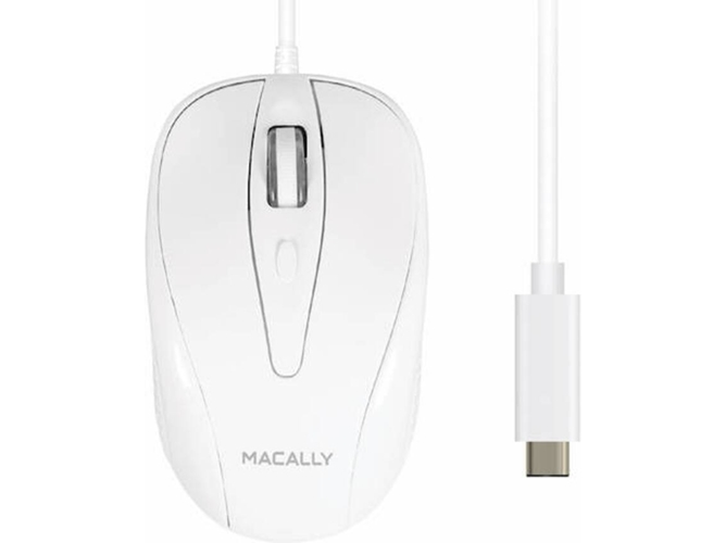 Ratón MACALLY Turbo (Cable USB - Óptico - Laser - 1000 dpi - Blanco)