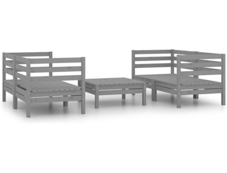 Conjunto 5 de muebles de jardín VIDAXL madera maciza de pino gris