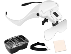 Lupa Iluminada Con Diadema Sin Correa, 2 Luces Led Integradas Y 5 Lentes Intercambiables: 1.0x, 1.5x, 2.0x, 2.5x Y 3.5x.