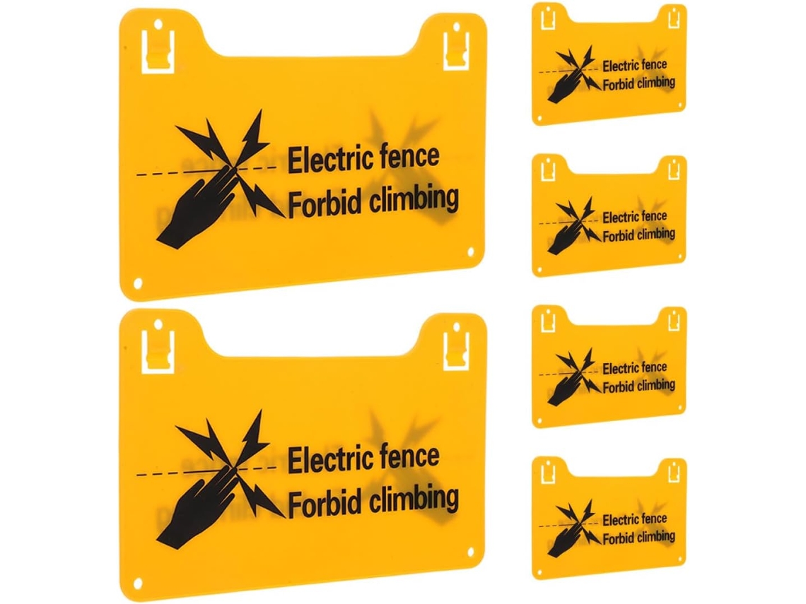 6 Señales Peligro Cerca Eléctrica Piezas 20x12.8 Cm Tablero