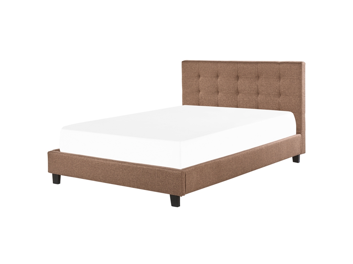 Cama con somier BELIANI Rochelle de Poliéster Marrón 190x218x109
