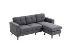 Sofá esquinero de 192 cm de largo, 3 plazas, chaise longue reversible, terciopelo gris oscuro.