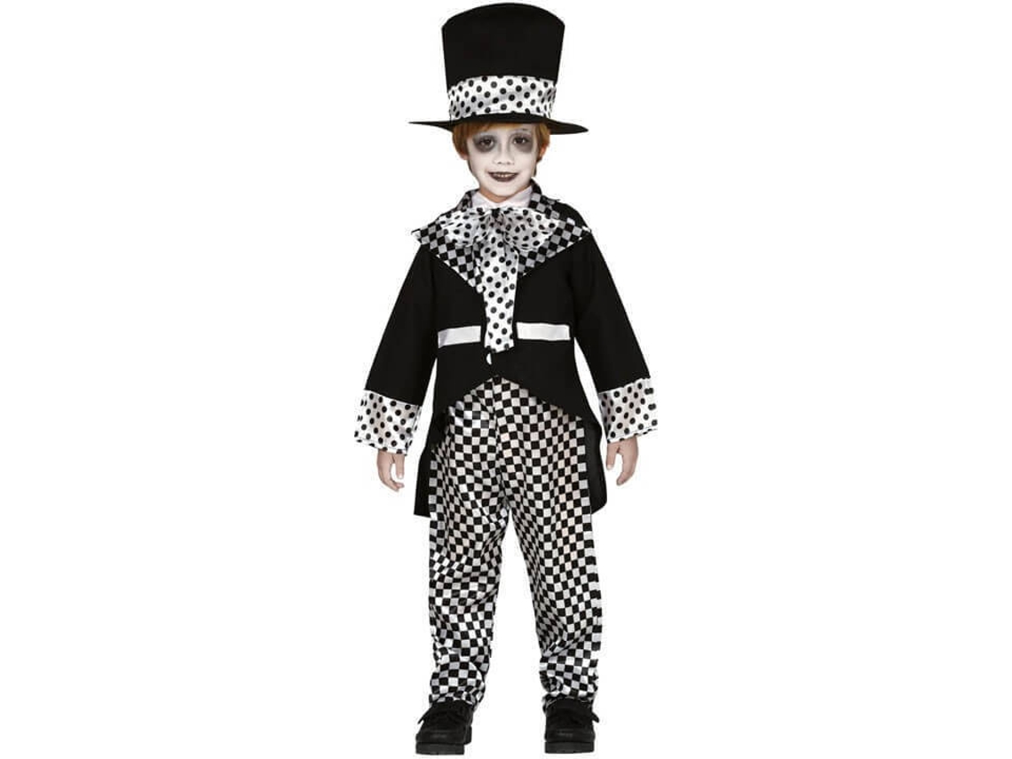 Disfraz de Niño DISFRAZZES Sombrerero Loco Negro E Blanco (Talla: 7 a 9 años)