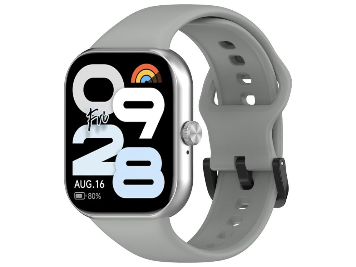 Bracelete Para Redmi Watch Move - Silicone Macio - Cor Sólida - Fivela De Aço Preta Cinza
