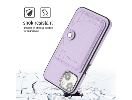 Funda Mobile Phone Cases Shockproof With Card para iPhone 15 Piel Marrón