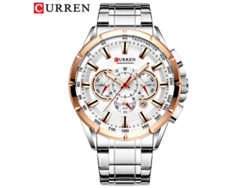 Reloj De Negocios Para Hombre (plata Y Oro Rosa) Con Correa De Acero Inoxidable, Calendario De Cuarzo, Seis Manecillas, Multifuncional Y Luminoso.