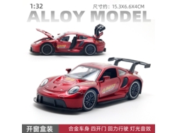 Coche miniatura a escala 1/32, fabricado en metal fundido a presión, con puertas que se abren, luces y música: un coche de juguete para niños. MDUG
