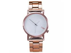 Relógio Analógico Feminino Com Dial Padrão Simétrico E Pulseira De Couro Pu Rosa