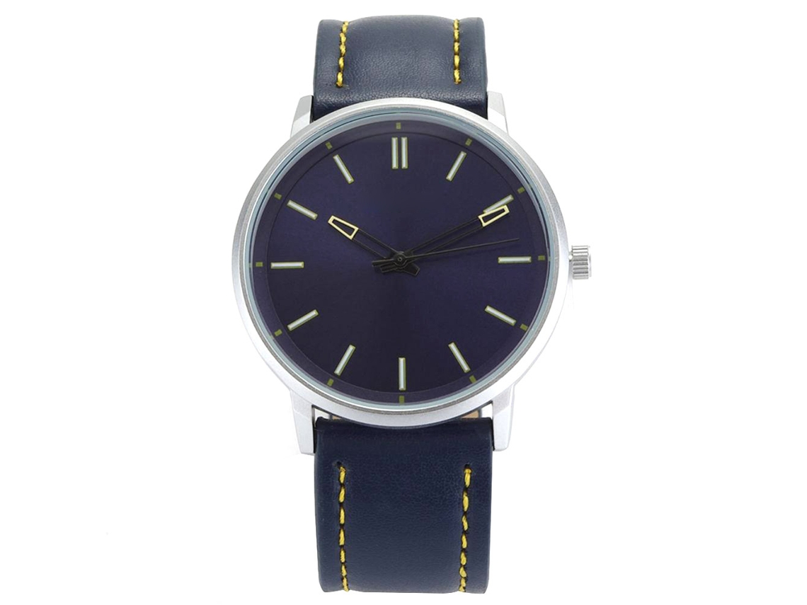 Reloj De Pulsera De Cuarzo Para Hombre Con Correa Fina De Piel Sintética Negra.