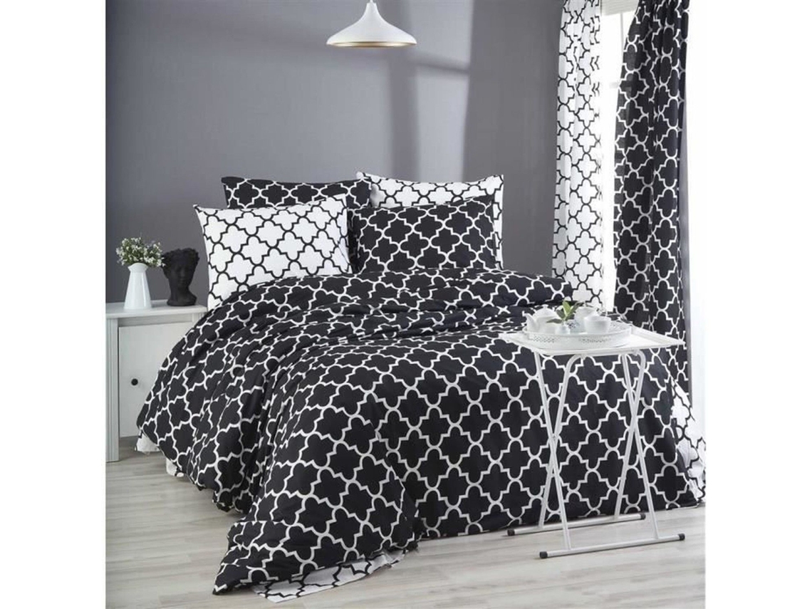 Juego De Cama - Funda Nórdica 220 X 240 + 2 Fundas De Almohada 60 X 60, Algodón Reforzado - Negro