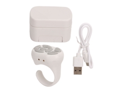Anillo Con Control Remoto Bluetooth Para Desplazamiento De Páginas Y Cámara Con Estuche De Carga Para Teléfono Móvil - Blanco
