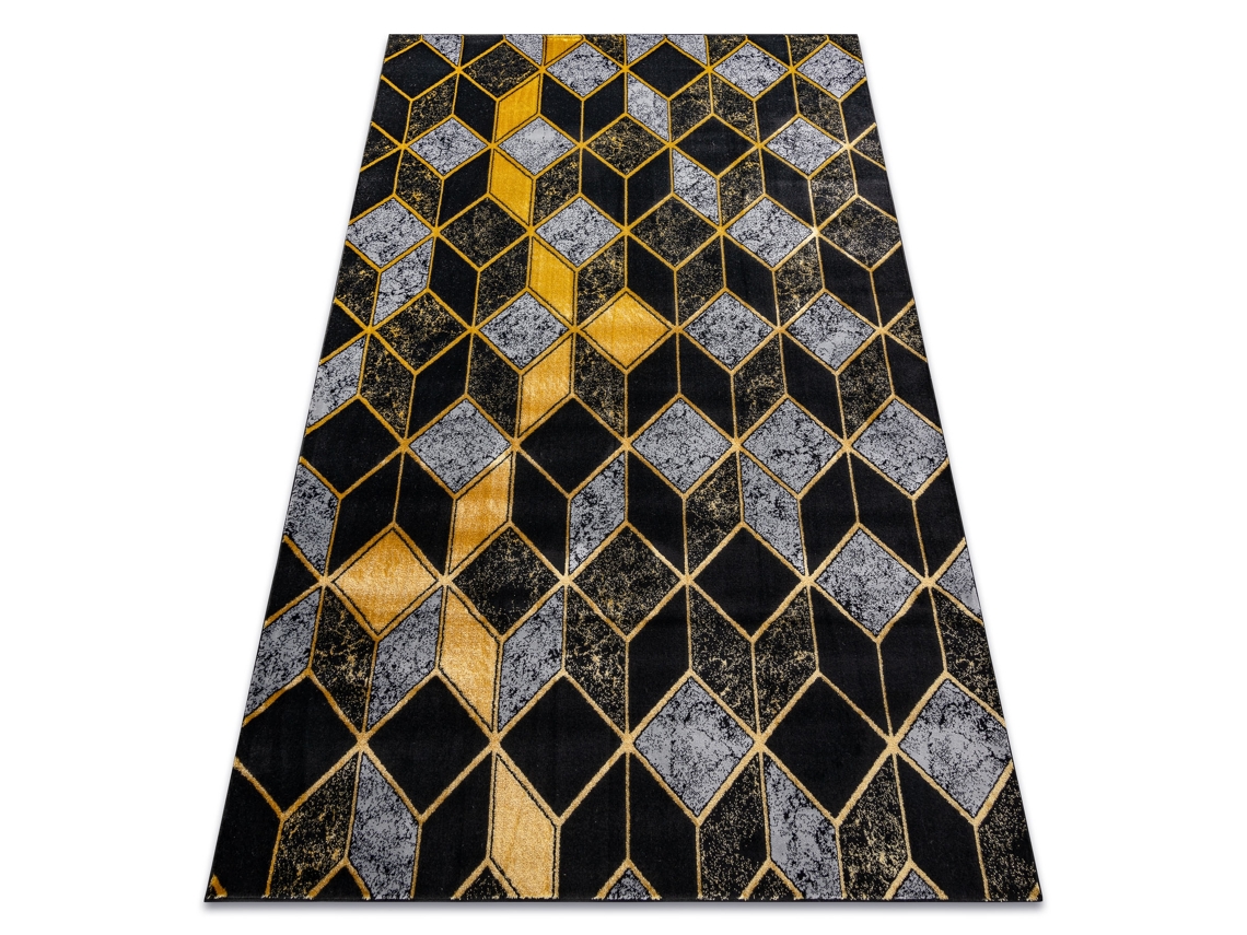 Alfombra Gloss Moderno 400B 86 Elegante, Glamour, Art Deco, 3D Геометричен Negro / Oro (160 x 220 cm)