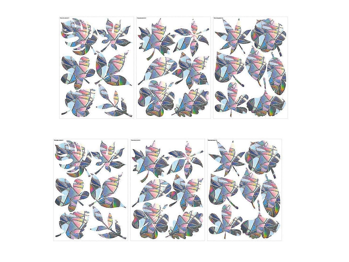 Juego de 6 pegatinas de cristal eléctricas removibles con forma de trompeta de pájaro y arcoíris.