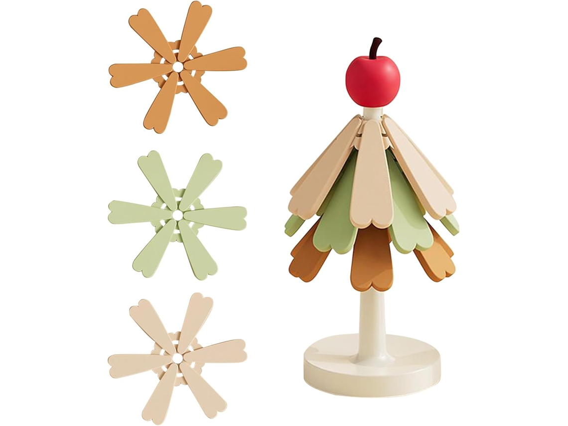 Posavasos con forma de árbol de Navidad y trípode, plegables y aislantes, de Gokoco