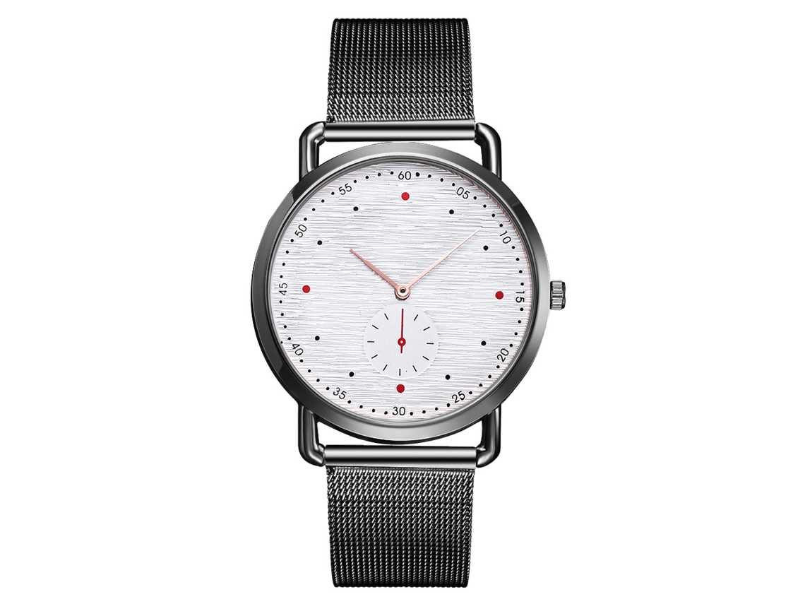 Reloj De Pulsera De Cuarzo Sencillo Para Mujer Con Esfera Redonda Y Correa Ajustable De Aleación, En Blanco Y Negro.