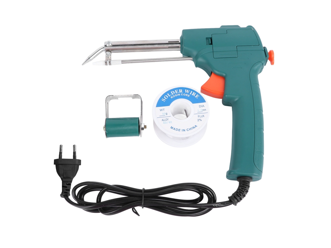 Kit de soldador eléctrico de 220 V con cable y enchufe europeo, verde oscuro