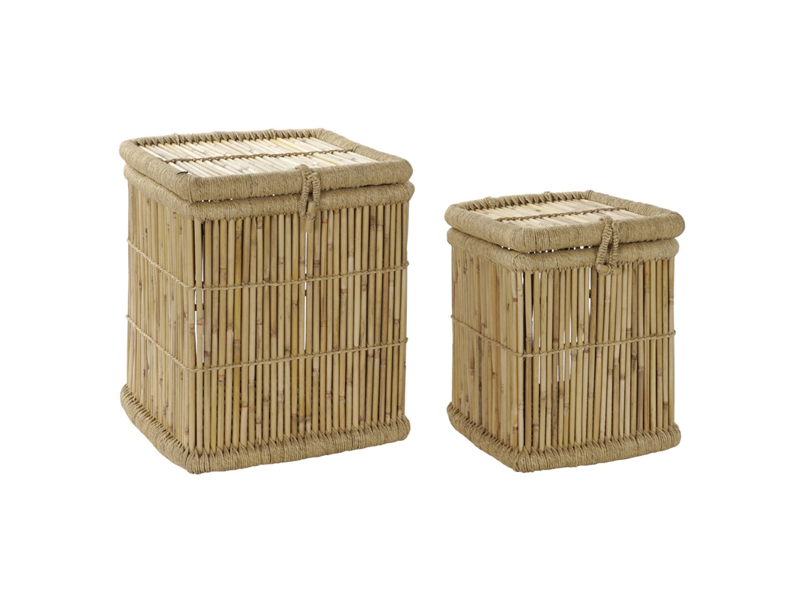 Juego de 2 cestas de cuerda de bambú natural, 46x46x55cm ALEXANDRA HOUSE LIVING