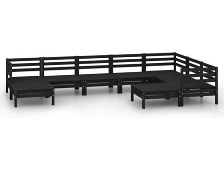 Conjunto 9 de muebles de jardín VIDAXL madera maciza de pino negro