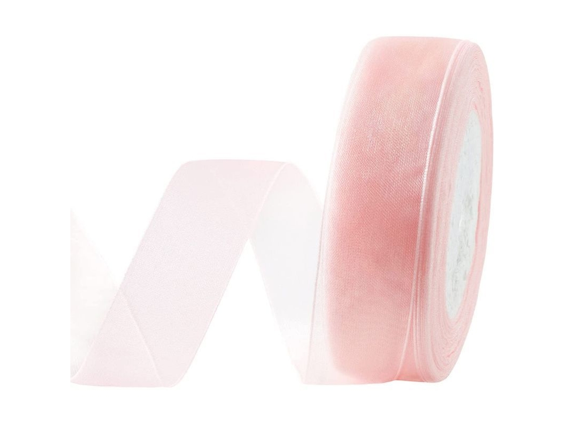 Cinta Organza Champagne 2.5cm 45m Transparente Para Regalos Manualidades Bodas Decoración