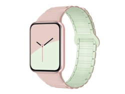 Pulsera para Redmi Watch 6 / 5 / Xiaomi Band 9 Pro / 8 Pro - Silicona magnética - Tres cuentas, rosa Oxford y verde menta claro