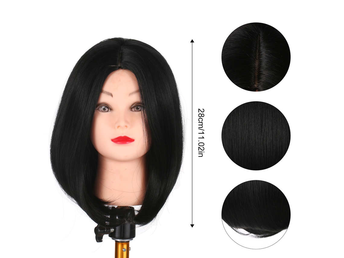 Peluca corta negra de 28 cm, resistente al calor, para cosplay y uso diario para mujeres.