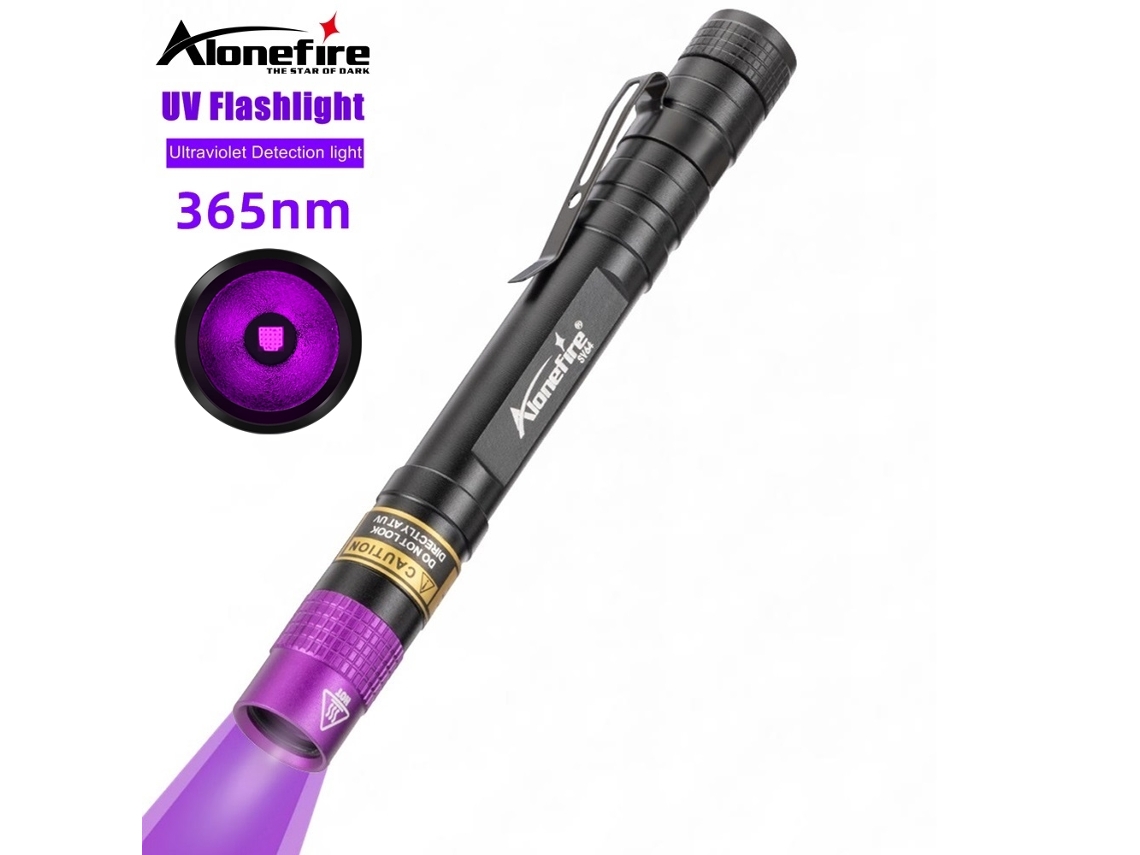 Linterna UV de alta potencia de 365 nm con luz negra invisible para detectar dinero, escorpiones, manchas de animales y minerales. Pila AAA Viewleaf.