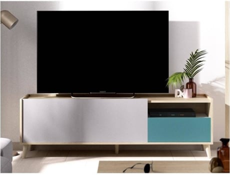 Mueble Tv 1 Cajon y 1 Puerta DKIT Nova (Blanco/Gris/Natural/Esmeralda - 47x155x43 cm)