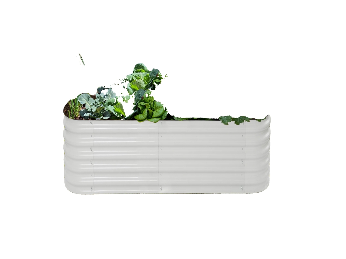 Cama de jardín elevada de acero galvanizado con aluminio y zinc, 240 x 59 x 43 cm, diseño de fondo abierto, resistente a la corrosión.