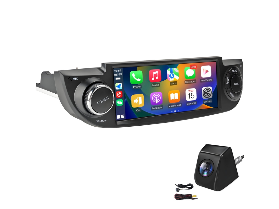 Autorradio para Fiat 500 (2007-2015) - Android 15, 2 GB + 64 GB, CarPlay inalámbrico y Android Auto, GPS, DSP, cámara, Bluetooth