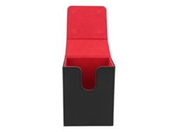 Vlrla-caja De Cartas De Piel Pu Multifuncional Portátil Con Cierre Magnético Para Más De 100 Cartas Exterior Negro E Interior Rojo