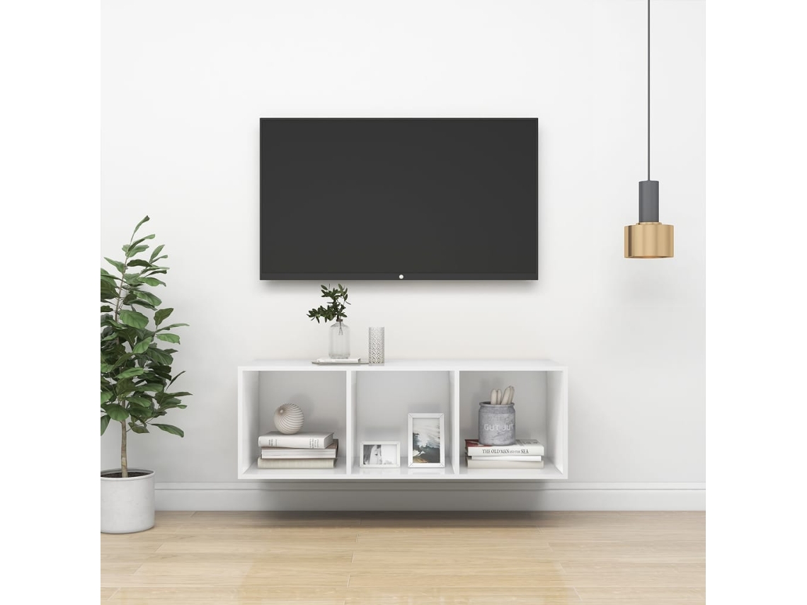 Pack de Muebles de Armario Tv 37X37X107 Cm Contrachapado Blanco