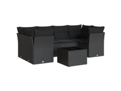 Maison Exclusive - Set De Comedor De Jardín 7 Pzas Y Cojines Ratán Sintético Negro