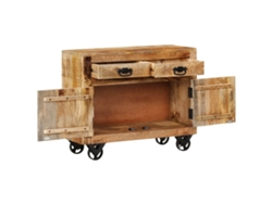Aparador De Madera Maciza De Mango Sin Tratar 80x30x65 Cm