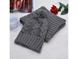 2026-set Gorro Pom Pom + Bufanda Larga Para Mujer Tejido Grueso Elástico