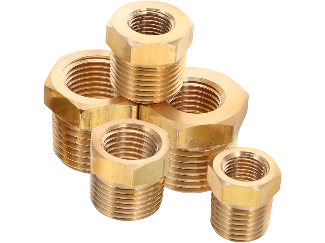 Inoomp Buje Reductor De Latón De 5 Piezas, Rosca Macho Npt, Rosca Hembra, Adaptadores Reductores Para Tuberías De
