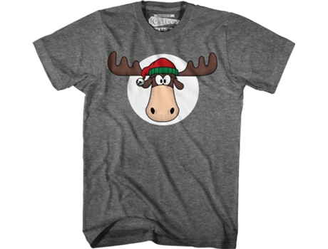 Camiseta Unisexo DEEPSTONE Moose Head With Santa Claus Hat Christmas Vacation Brezo de grafito (XXXL)