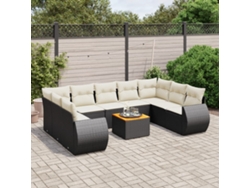 Conjunto de sofás de jardín de 10 piezas DKD Home Decor con cojines de mimbre negros