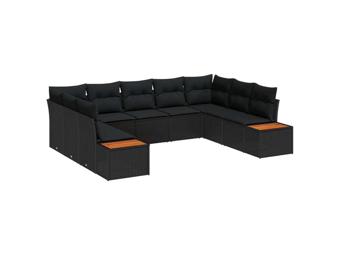 Maison Exclusive - Conjunto de sofá de jardín de poliratán negro de 5 piezas con cojines