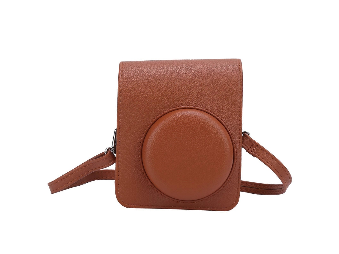Bolso de cuero sintético para minicámara con correa ajustable para el hombro para cámara Instax Mini 40 (marrón) Saisiyiky